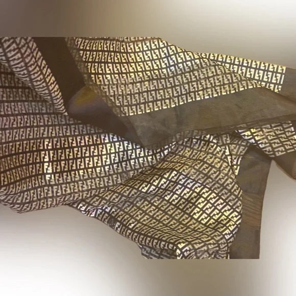 XL Fendi Monogram Black/Gold Scarf—So Chjc - Picture 7 of 7